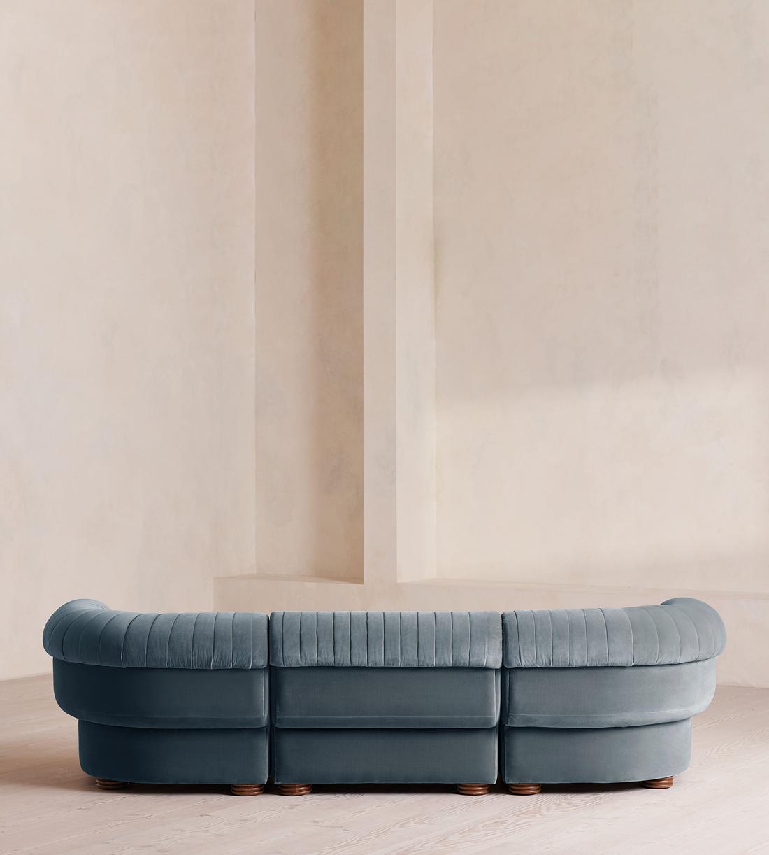Rava Sectional Sofa - Four Seater - Velvet - Grey Blue - US - Images - Image 4