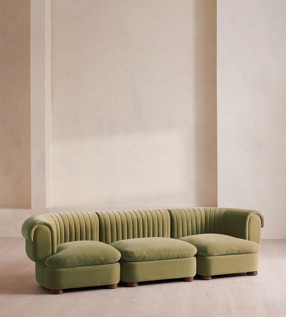 Rava Modular Sofa - Four Seater - Velvet - Lichen - Listing - Image 2