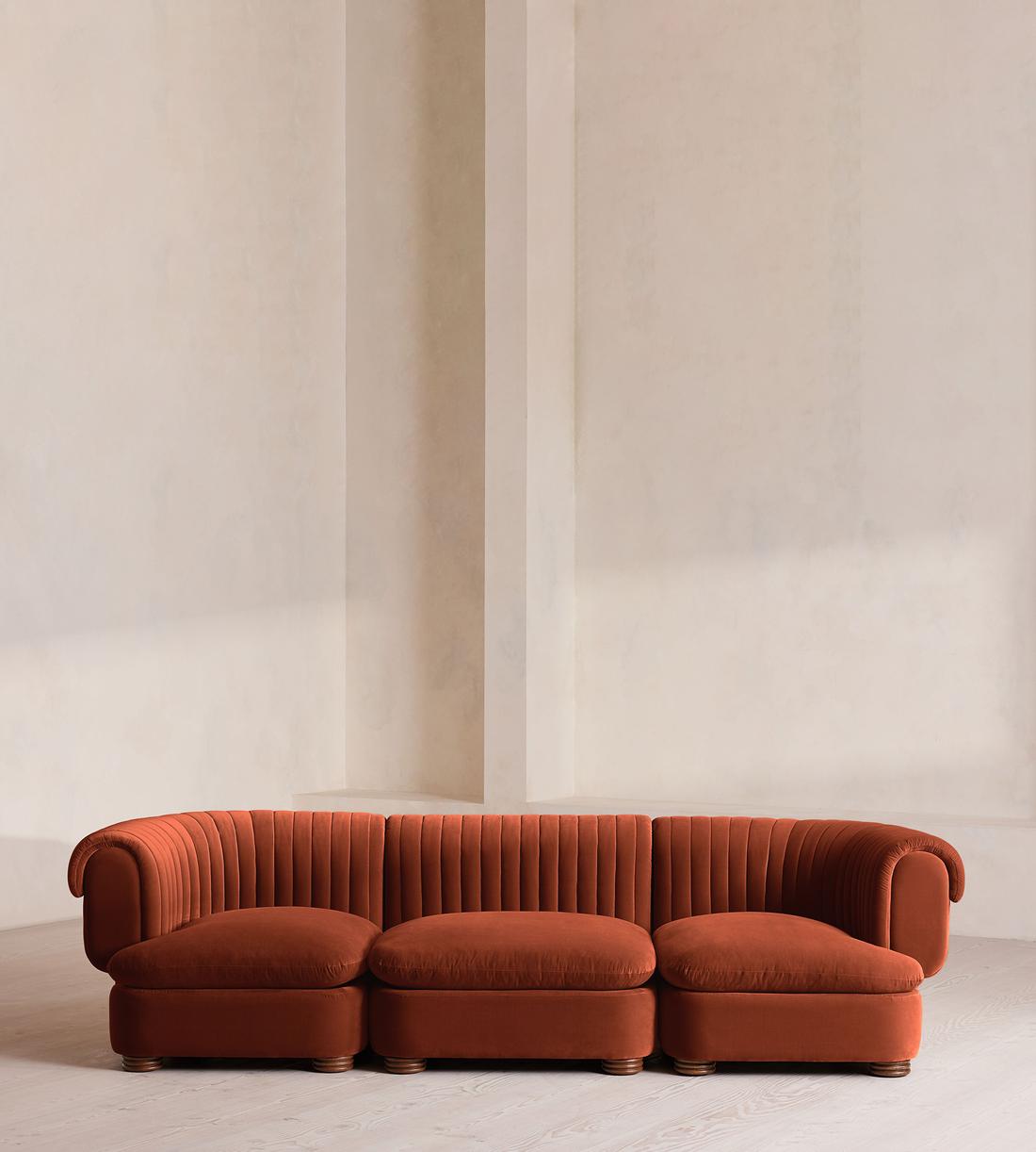 Rava Modular Sofa - Four Seater - Velvet - Rust - Listing - Image 1
