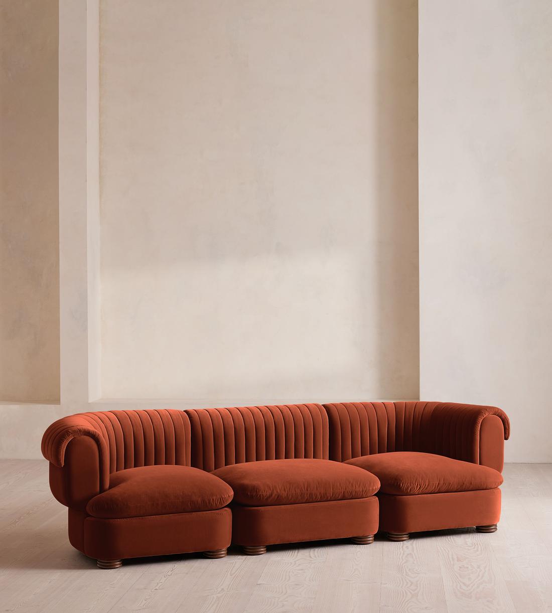 Rava Modular Sofa - Four Seater - Velvet - Rust - Listing - Image 2