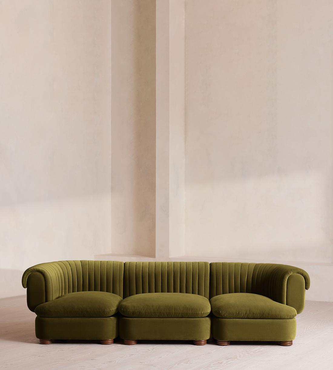 Rava Modular Sofa - Four Seater - Velvet - Olive - Listing - Image 1