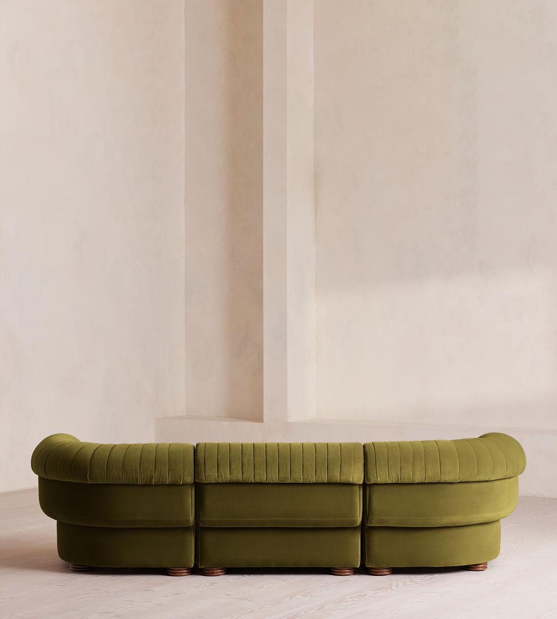 Rava Sectional Sofa - Four Seater - Velvet - Olive - US - Images - Image 4