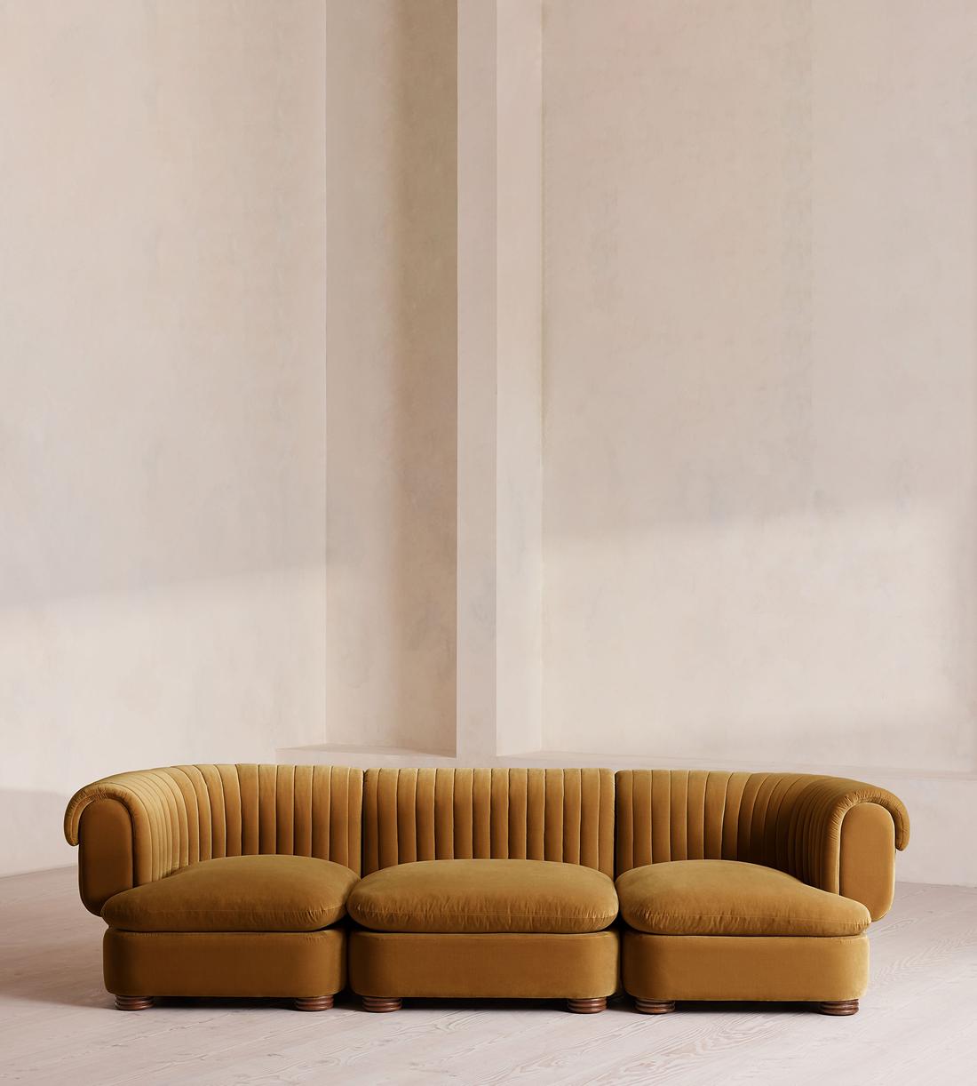 Rava Modular Sofa - Four Seater - Velvet - Mustard - Listing - Image 1