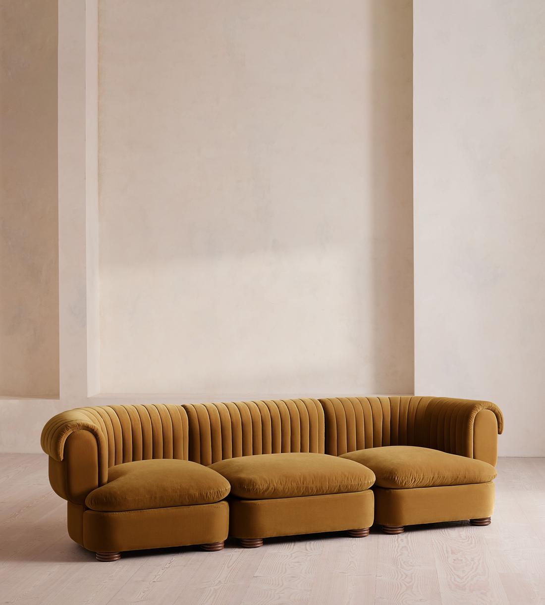 Rava Modular Sofa - Four Seater - Velvet - Mustard - Listing - Image 2