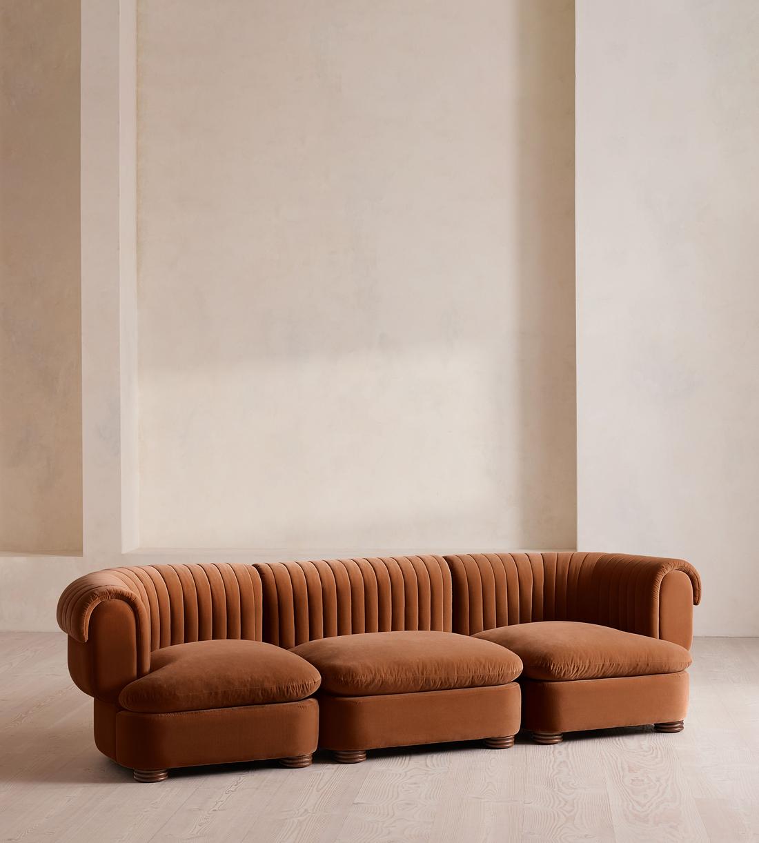 Rava Sectional Sofa - Four Seater - Velvet - Cinnamon - US - Listing - Image 2