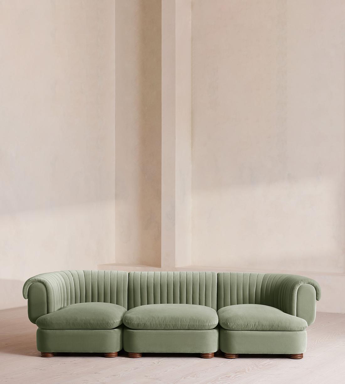 Rava Sectional Sofa - Four Seater - Velvet - Seafoam US - Listing - Image 1