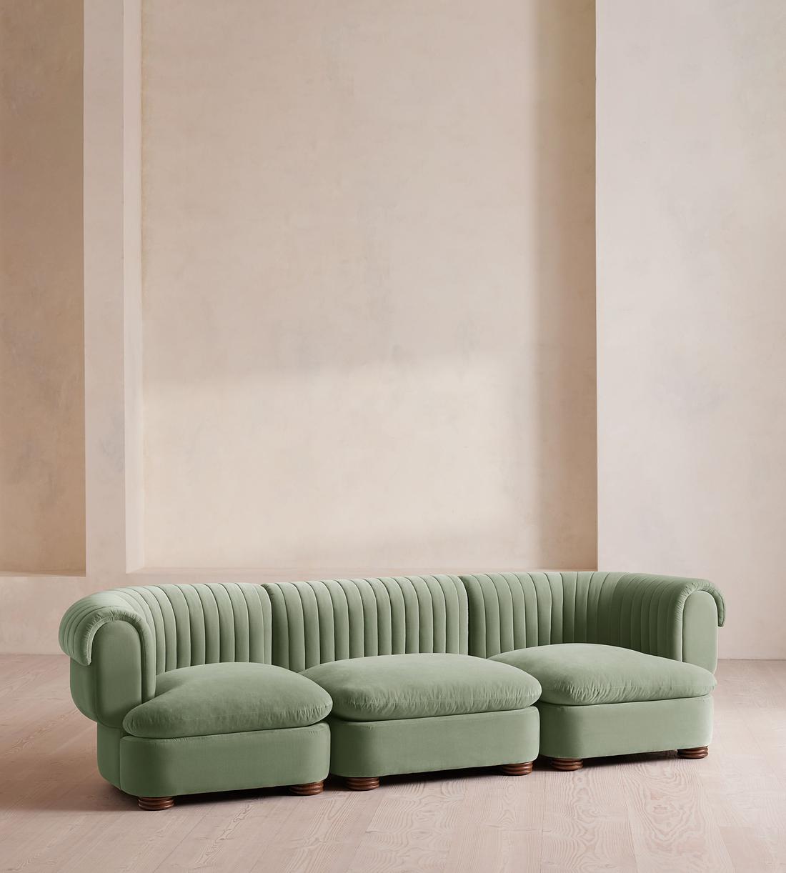 Rava Sectional Sofa - Four Seater - Velvet - Seafoam US - Listing - Image 2