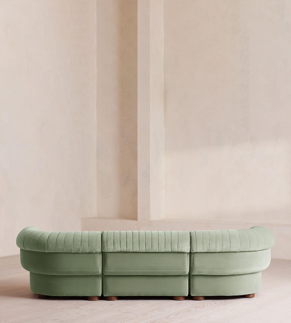 Rava Sectional Sofa - Four Seater - Velvet - Seafoam US - Images - Image 4