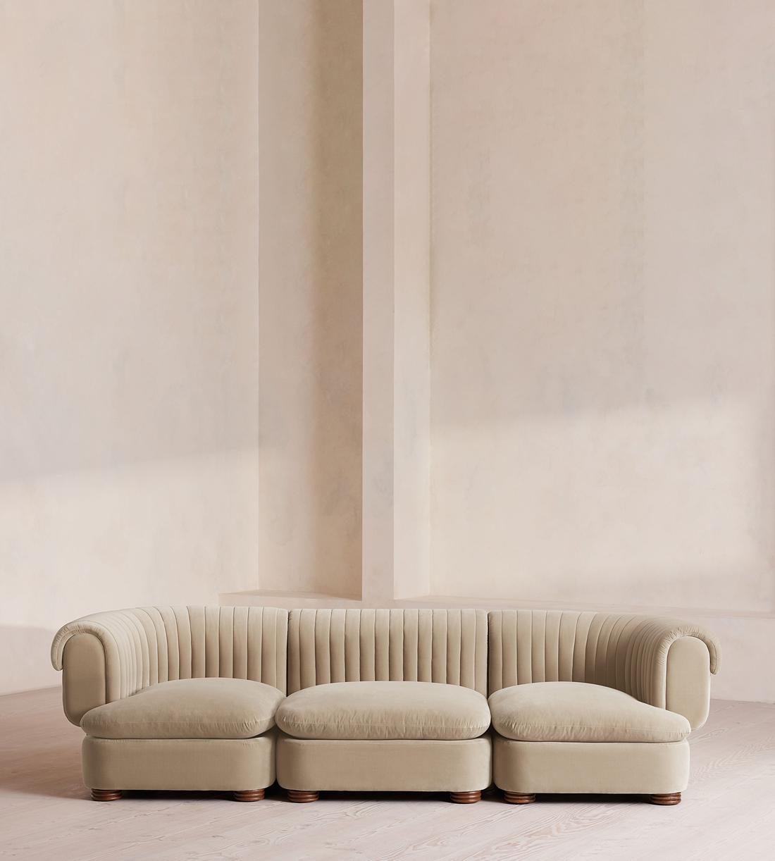 Rava Sectional Sofa - Four Seater - Velvet - Oyster - US - Listing - Image 1
