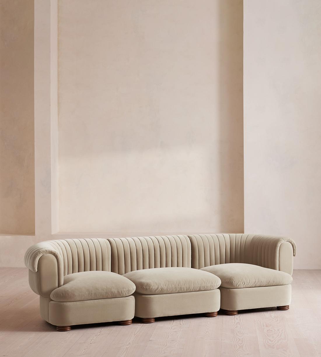 Rava Sectional Sofa - Four Seater - Velvet - Oyster - US - Listing - Image 2