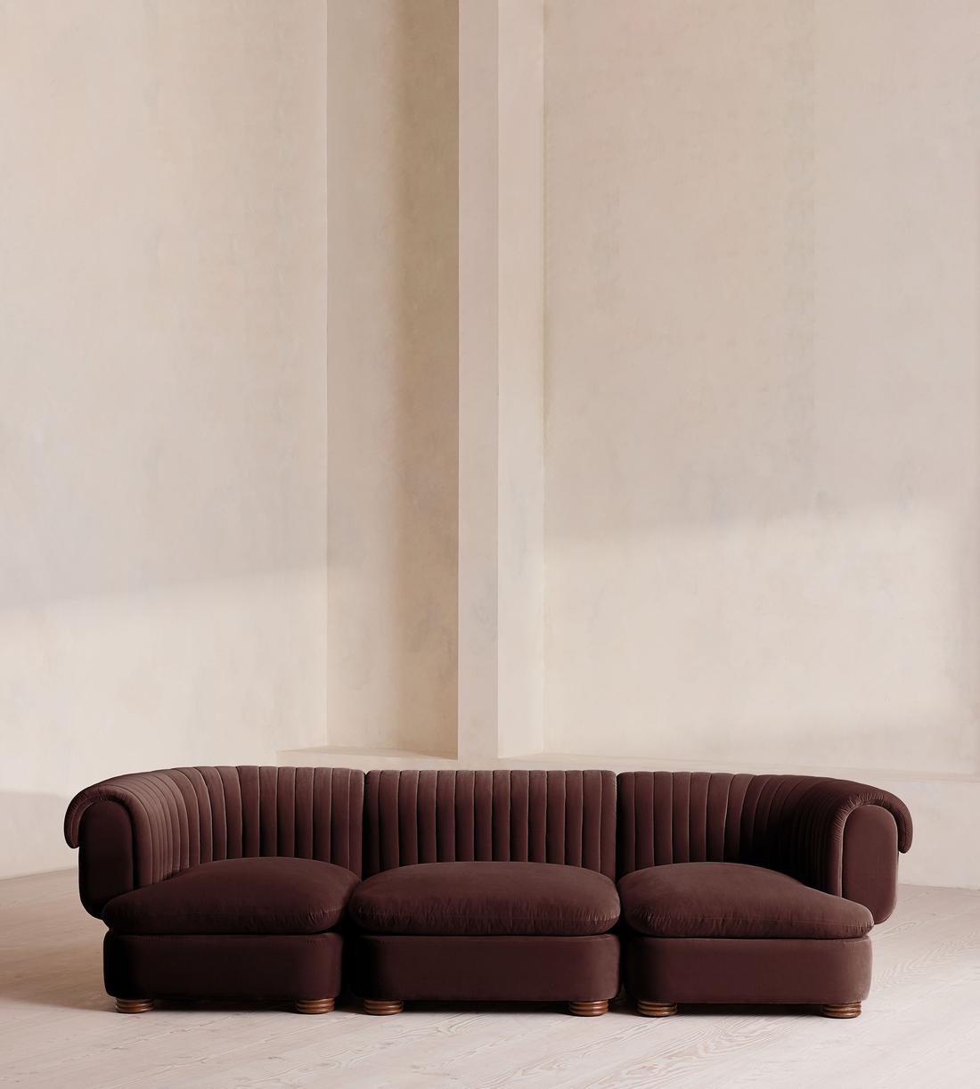 Rava Modular Sofa - Four Seater - Velvet - Aubergine - UK - Listing - Image 1