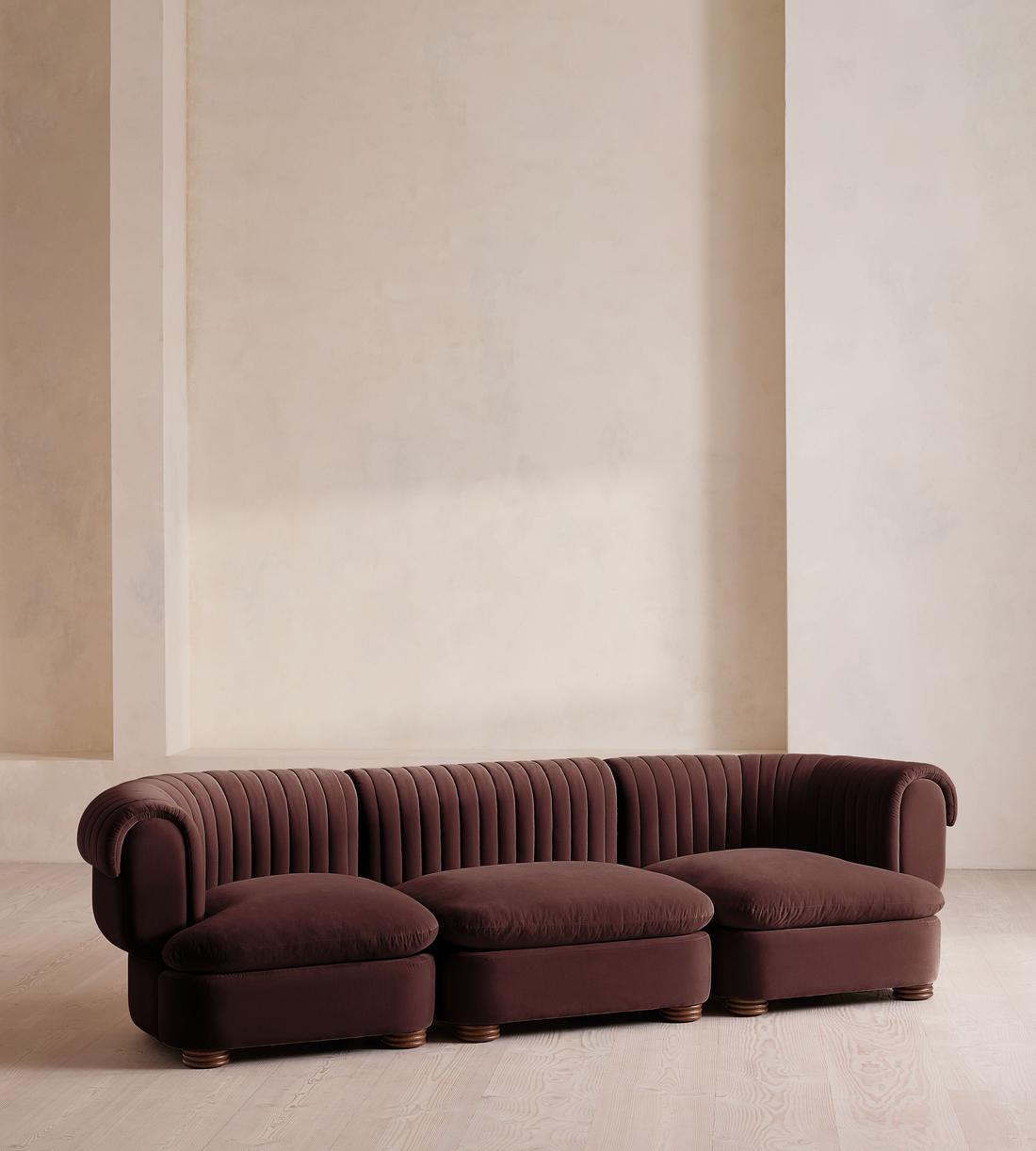 Rava Modular Sofa - Four Seater - Velvet - Aubergine - UK - Listing - Image 2