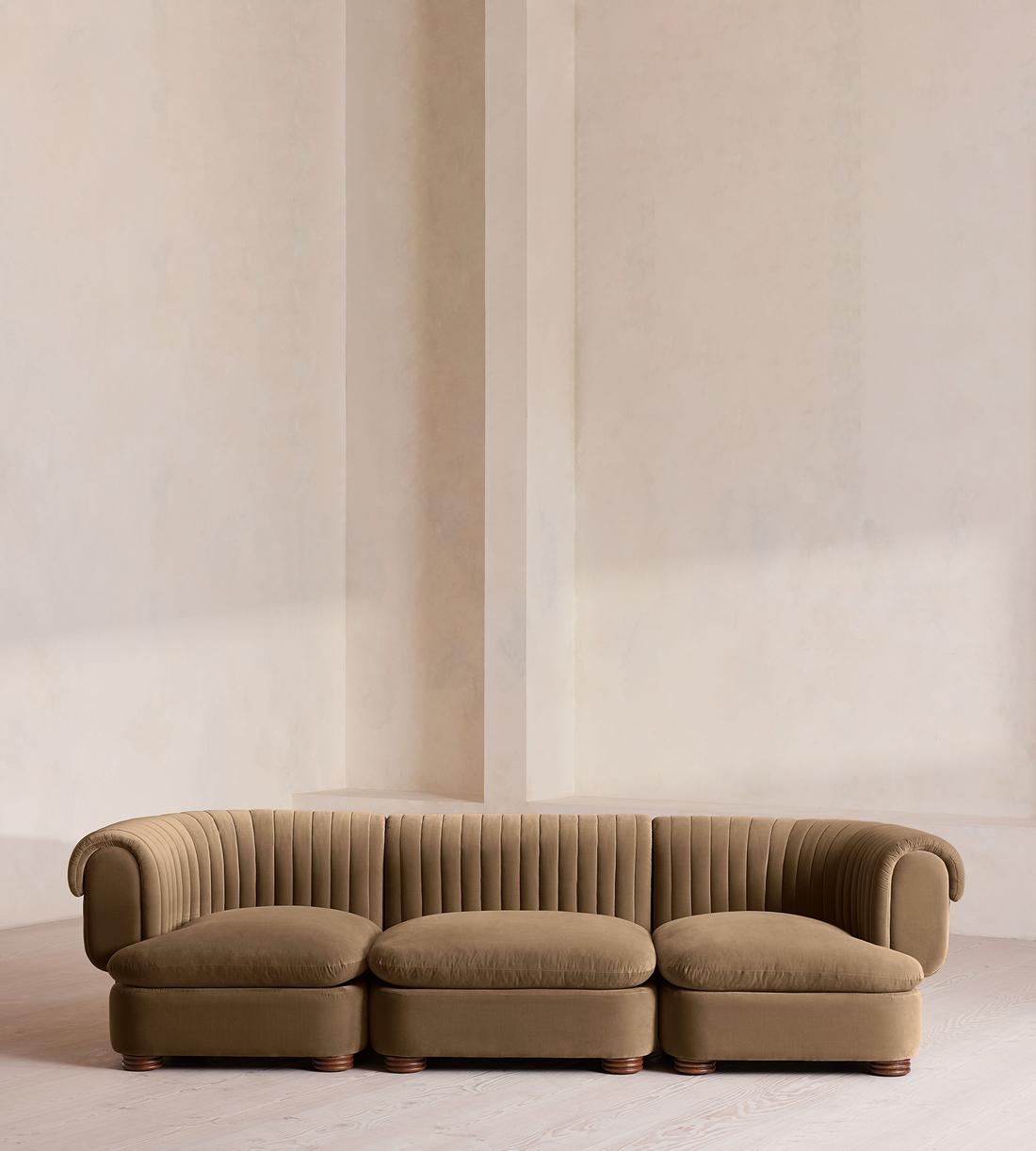 Rava Sectional Sofa - Four Seater - Velvet - Truffle - US - Listing - Image 1