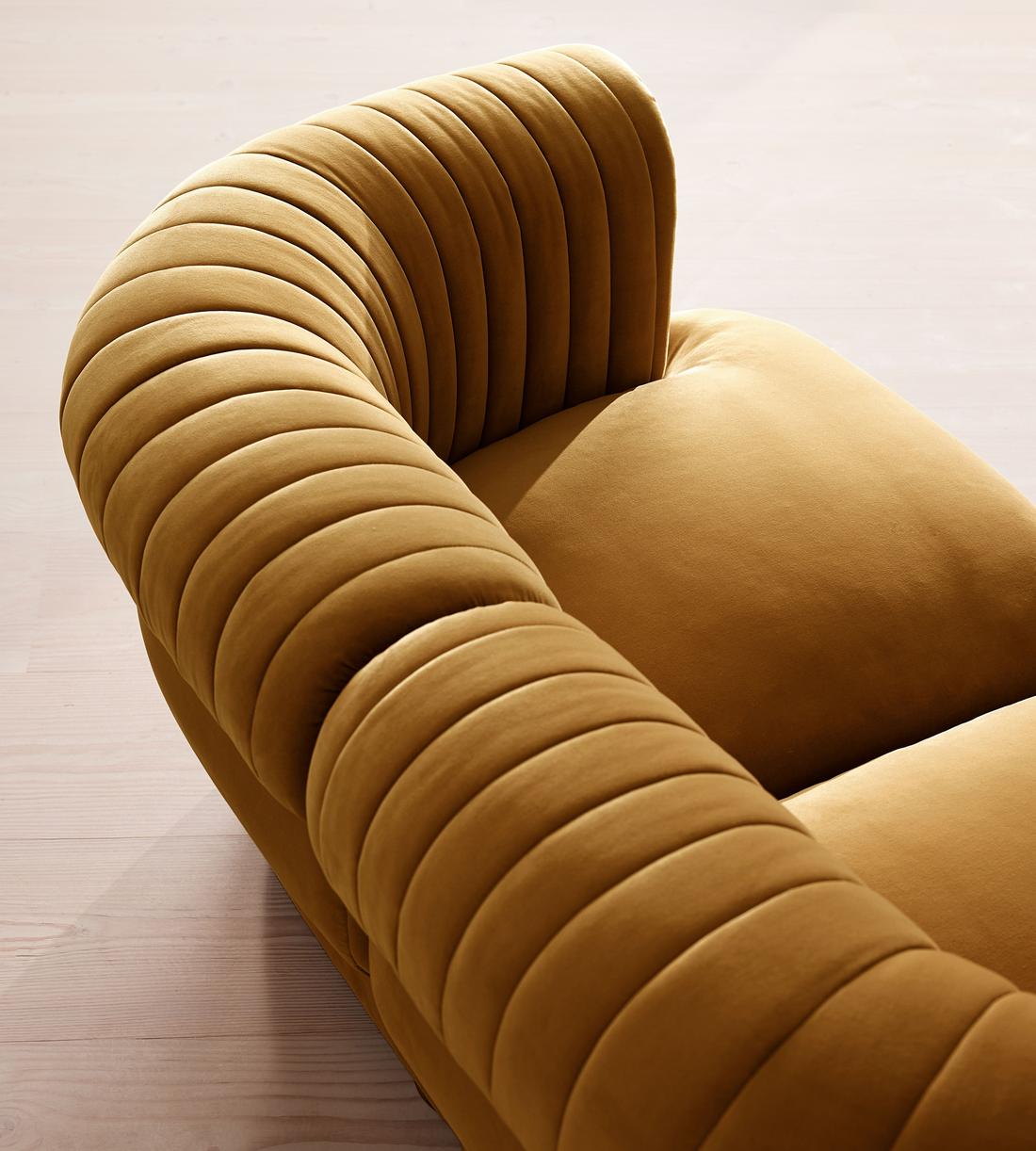 Rava Sectional Sofa - Three Seater - Velvet - Mustard - US - Images - Image 5