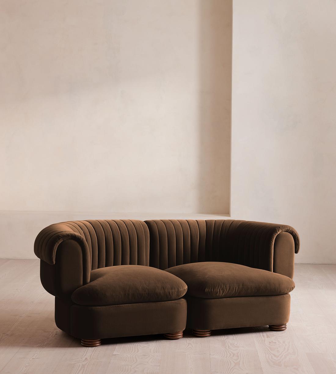 Rava Modular Sofa - Three Seater - Velvet - Chocolate - Listing - Image 2