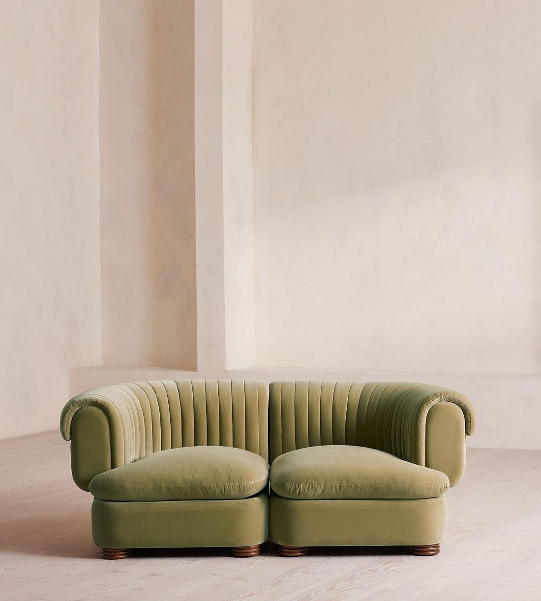 Rava Sectional Sofa - Three Seater - Velvet - Lichen - US - Listing - Image 1