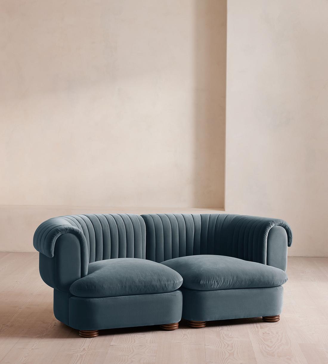 Rava Modular Sofa - Three Seater - Velvet - Grey Blue - Listing - Image 2