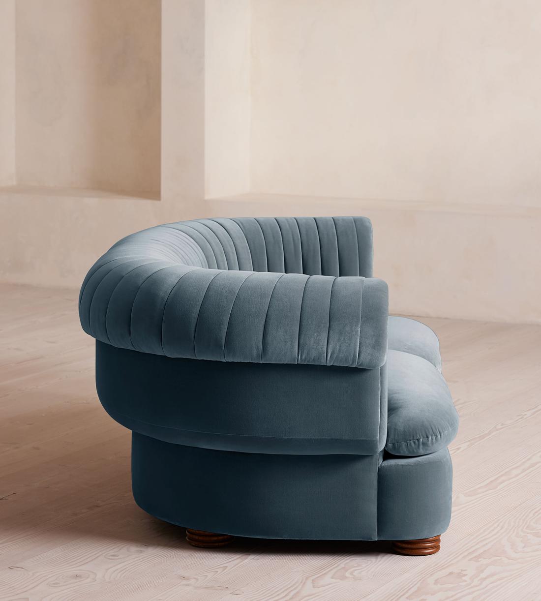Rava Modular Sofa - Three Seater - Velvet - Grey Blue - Images - Image 3