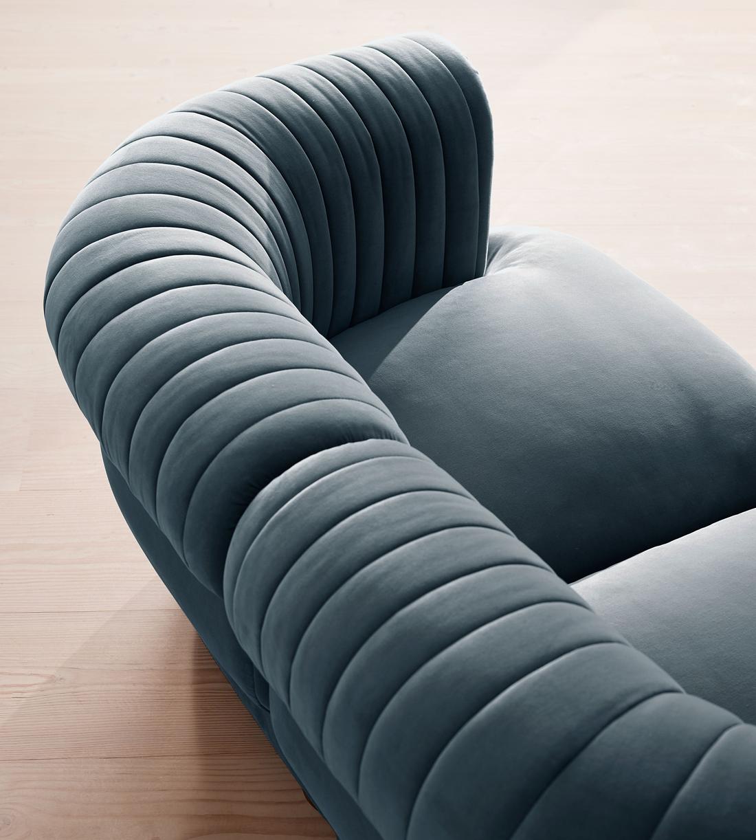 Rava Sectional Sofa - Three Seater - Velvet - Grey Blue - US - Images - Image 5