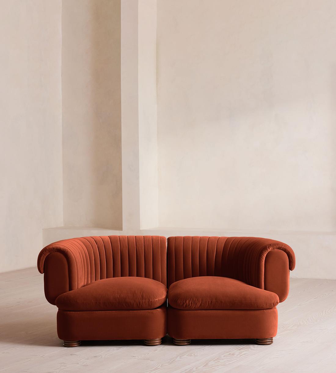 Rava Sectional Sofa - Right Arm Module - Velvet - Rust - US - Image 1