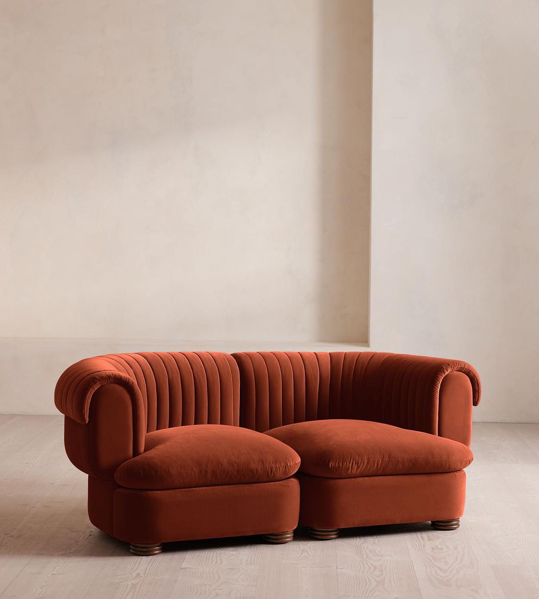 Rava Sectional Sofa - Right Arm Module - Velvet - Rust - US - Image 2