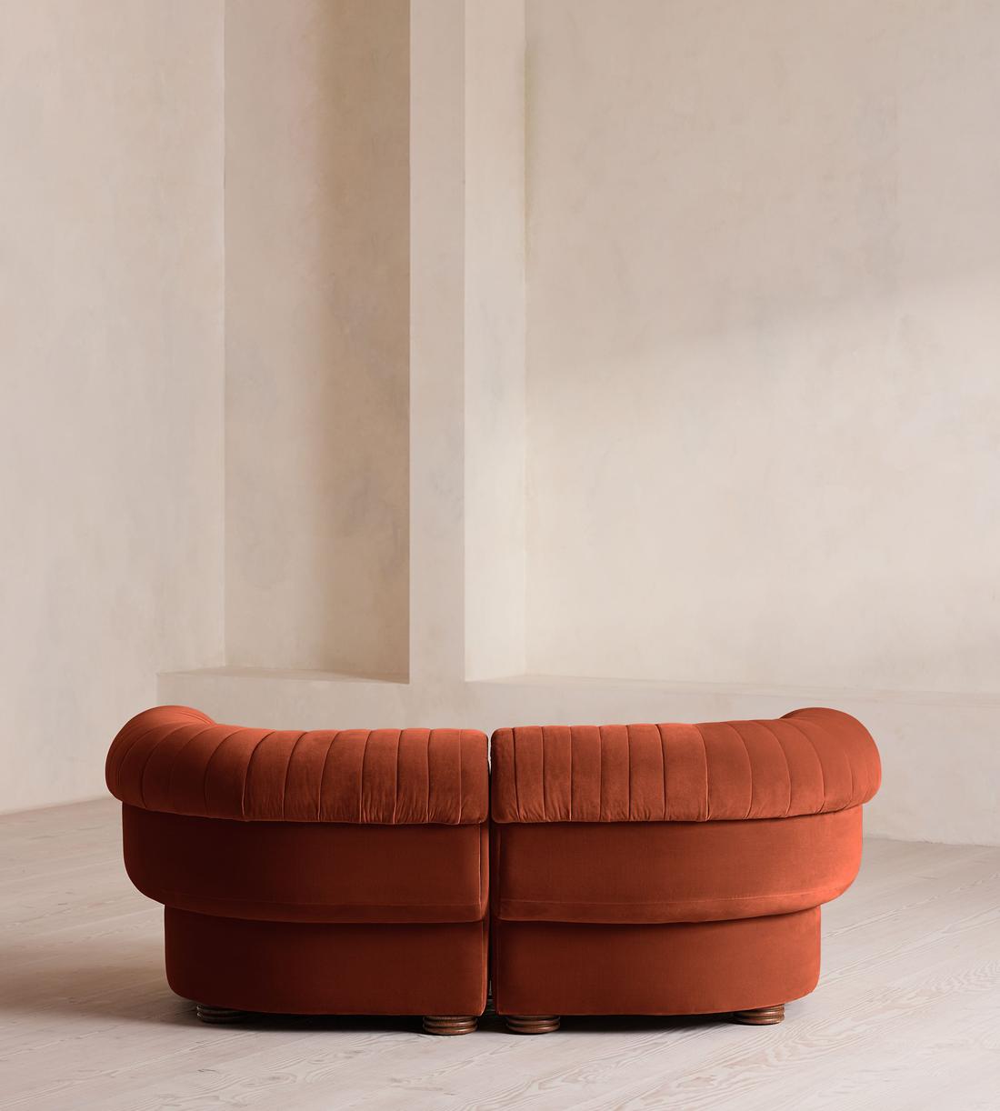 Rava Sectional Sofa - Right Arm Module - Velvet - Rust - US - Image 4