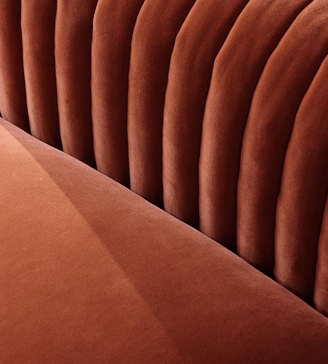 Rava Sectional Sofa - Right Arm Module - Velvet - Rust - US - Image 5