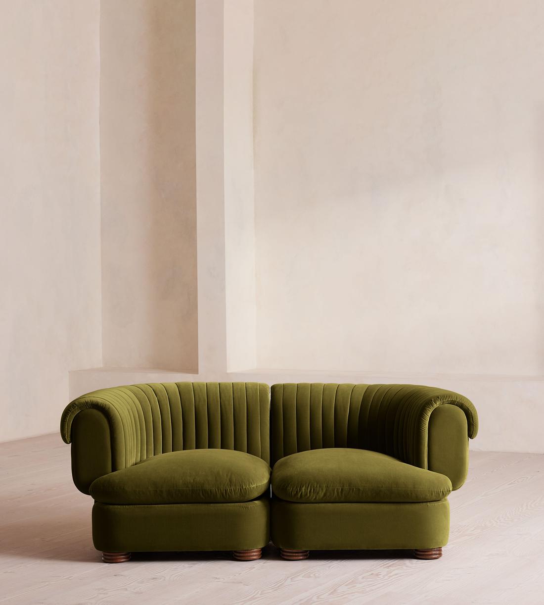 Rava Modular Sofa - Three Seater - Velvet - Olive - Listing - Image 1
