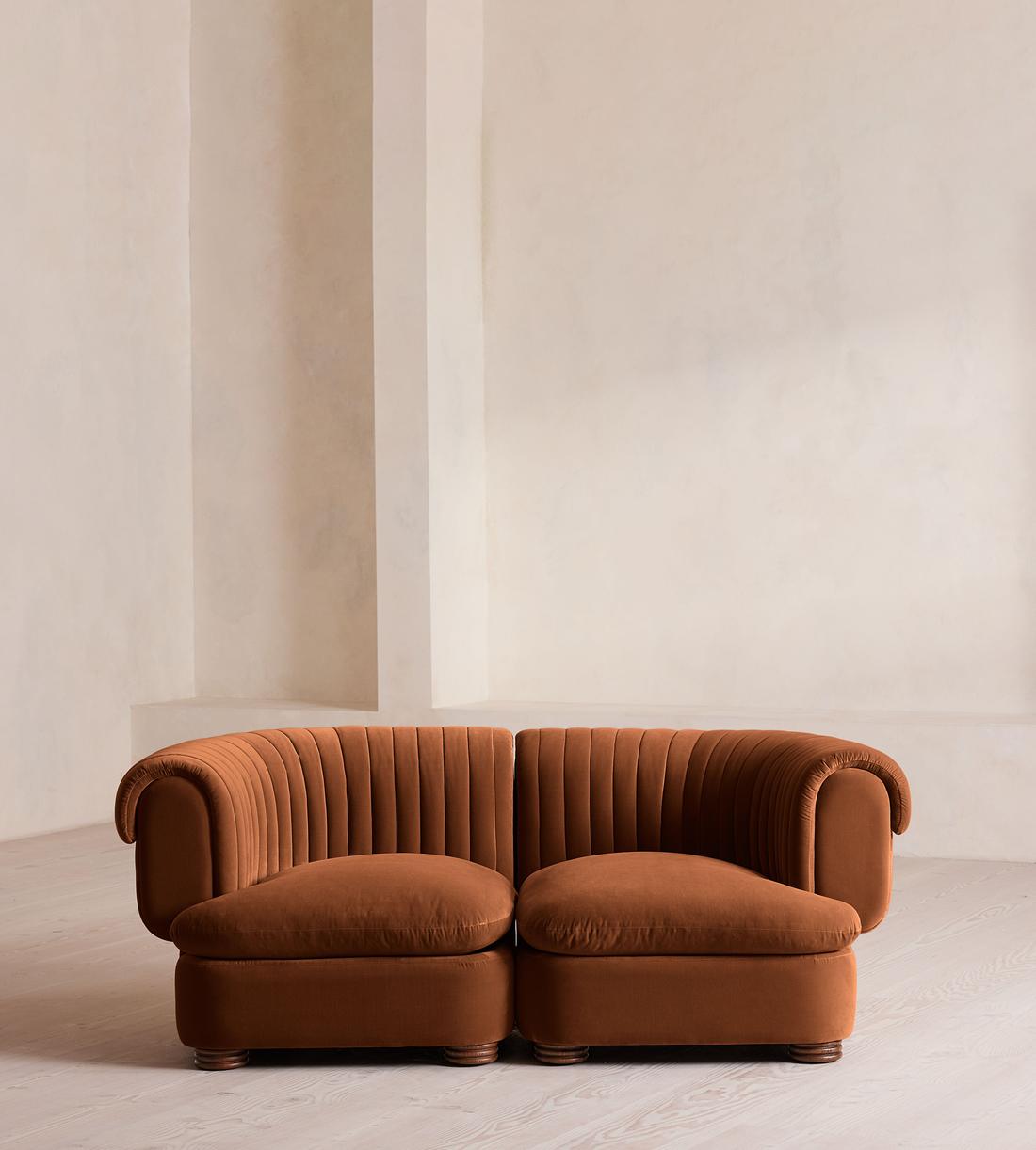 Rava Sectional Sofa - Three Seater - Velvet - Cinnamon - US - Listing - Image 1