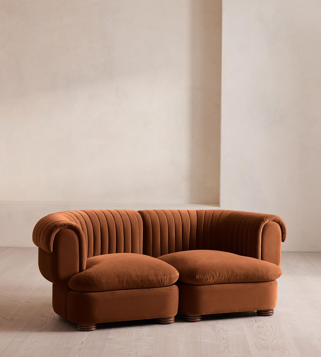 Rava Sectional Sofa - Three Seater - Velvet - Cinnamon - US - Listing - Image 2