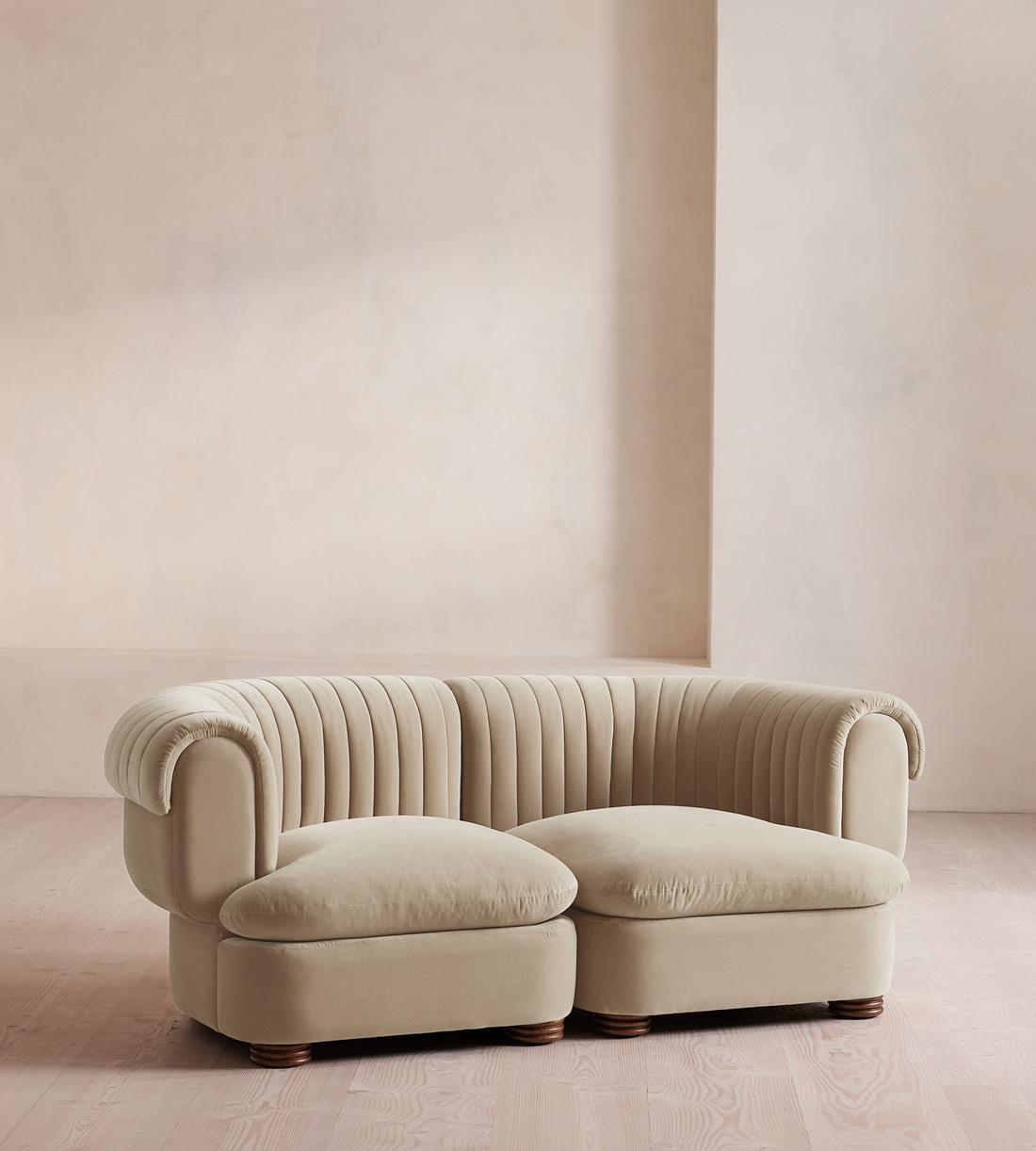 Rava Sectional Sofa - Three Seater - Velvet - Oyster - US - Listing - Image 2