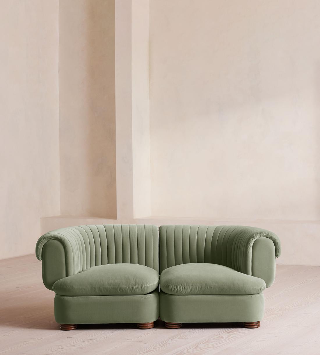 Rava Modular Sofa - Three Seater - Velvet - Seafoam - UK - Listing - Image 1