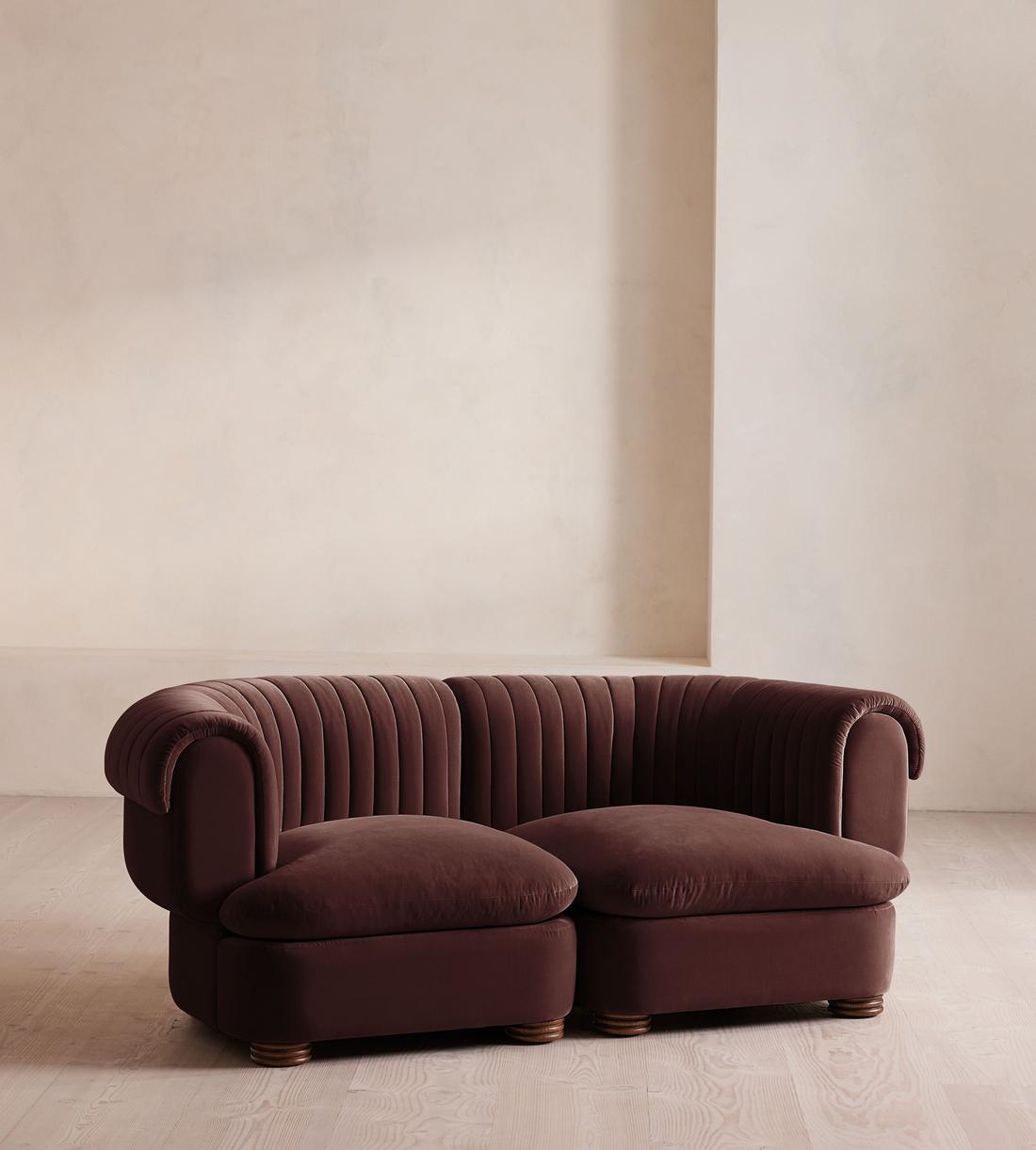 Rava Sectional Sofa - Three Seater - Velvet - Aubergine - US - Listing - Image 2