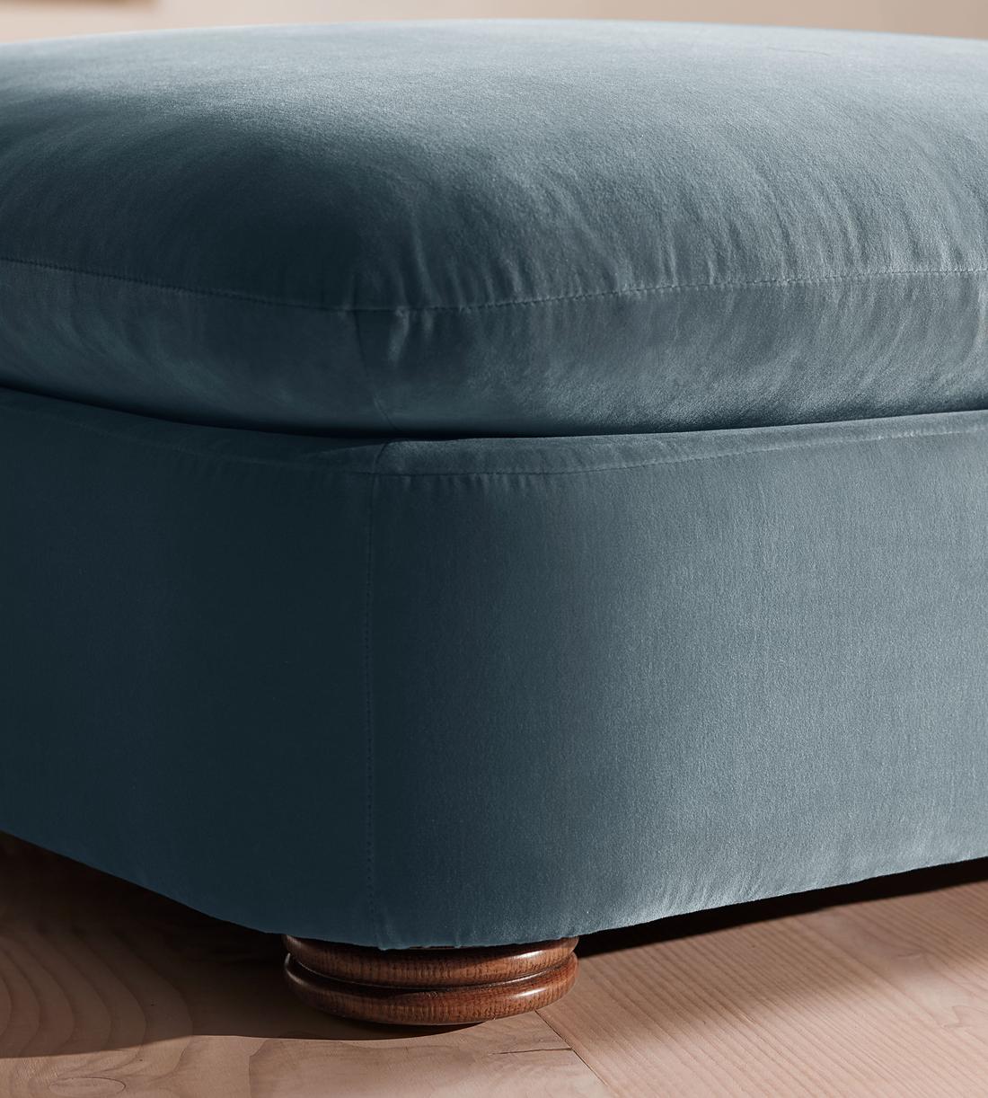 Rava Ottoman - Velvet - Grey Blue - Images - Image 5