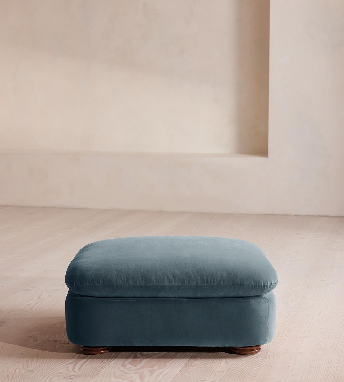 Rava Ottoman - Velvet - Grey Blue - US - Image 1