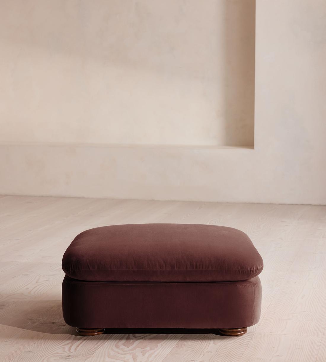 Rava Ottoman - Velvet - Aubergine - UK - Listing - Image 1