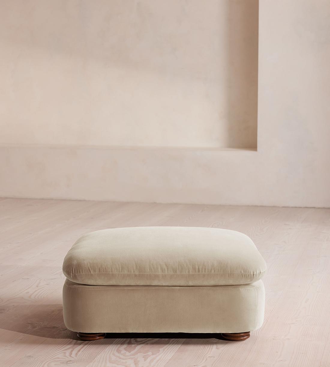 Rava Ottoman - Velvet - Oyster - UK - Listing - Image 1