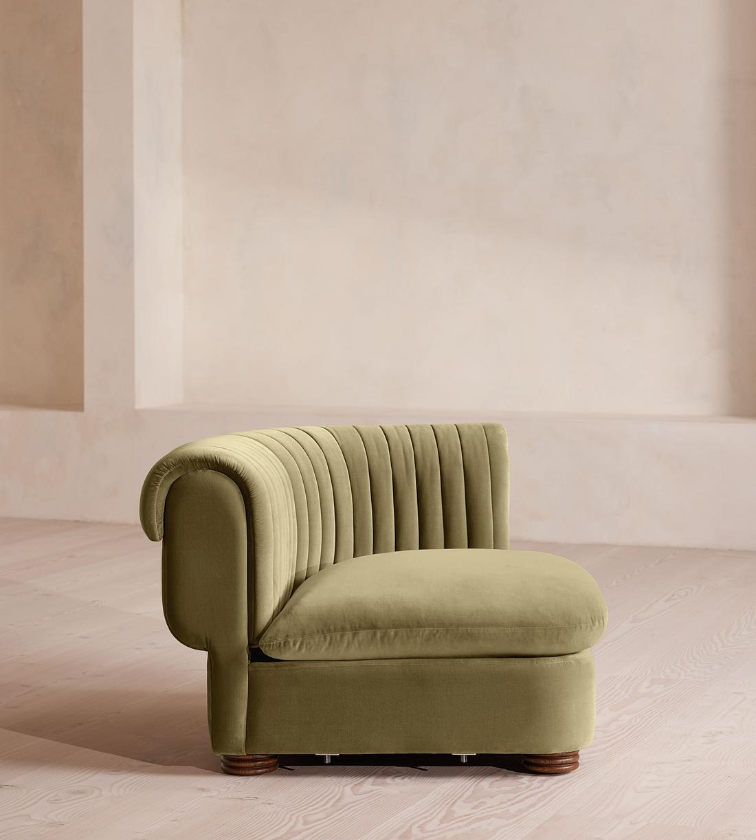 Rava Sectional Sofa - Left Arm Module - Velvet - Lichen - US - Image 7