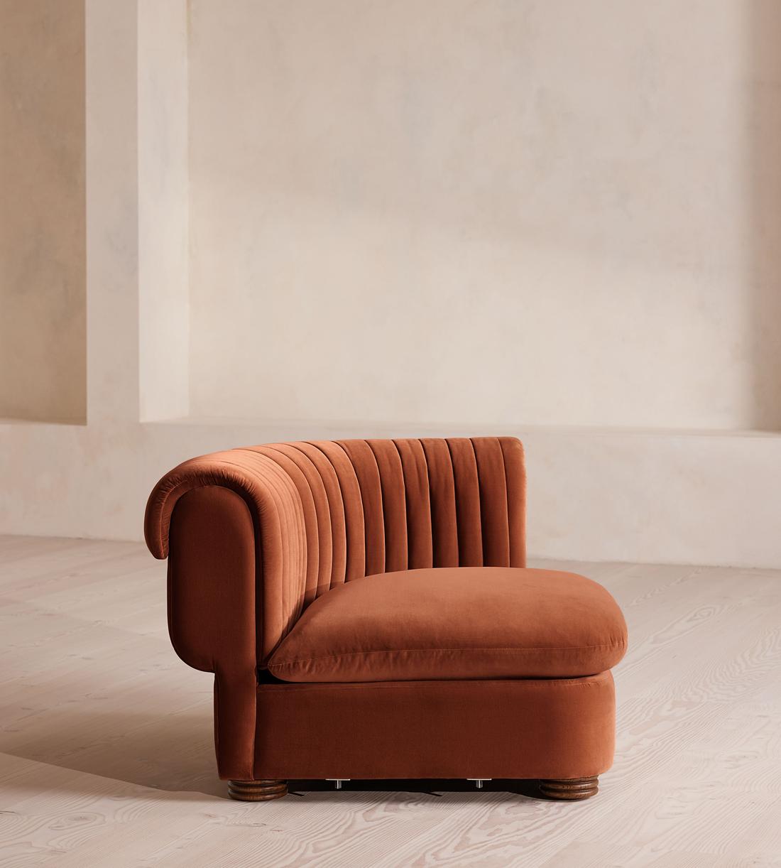 Rava Modular Sofa - Left Arm Module - Velvet - Rust - Image 7