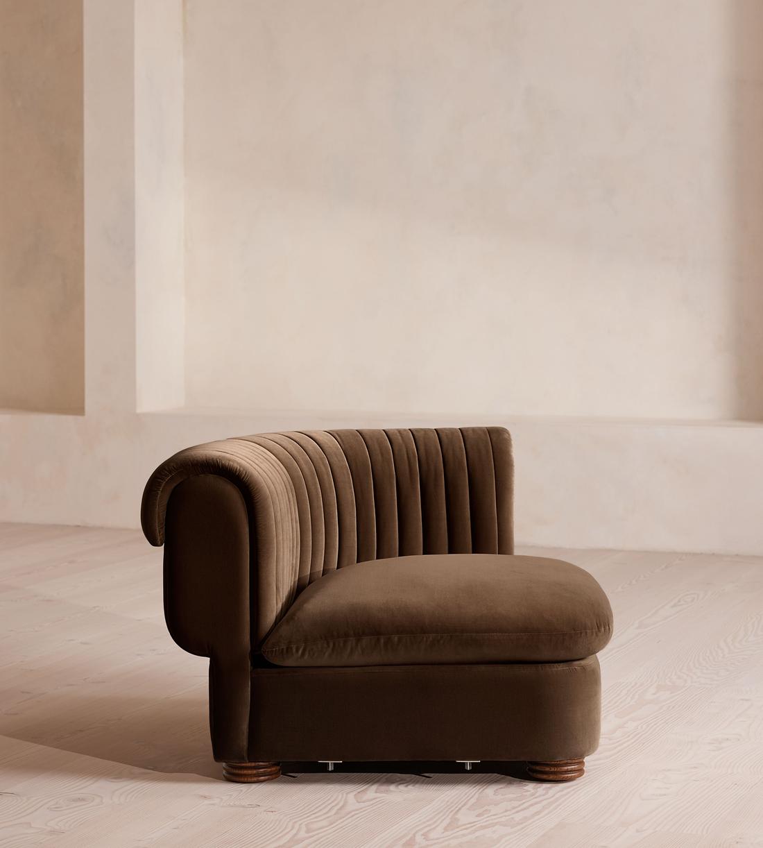 Rava Modular Sofa - Left Arm Module - Velvet - Chocolate - Image 8