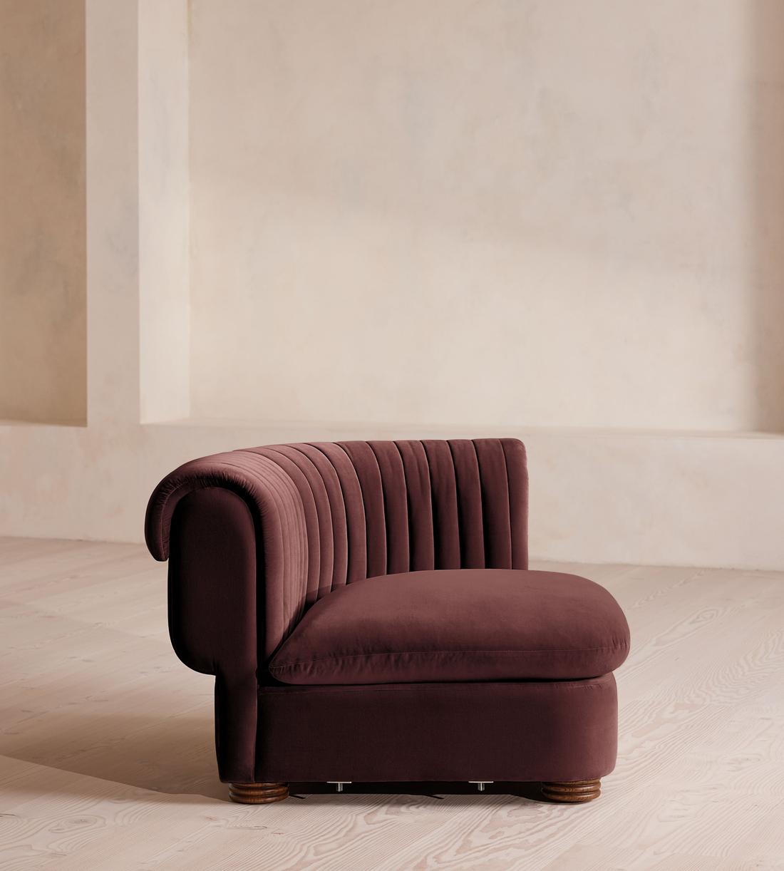 Rava Sectional Sofa - Left Arm Module - Velvet - Aubergine - US - Image 8