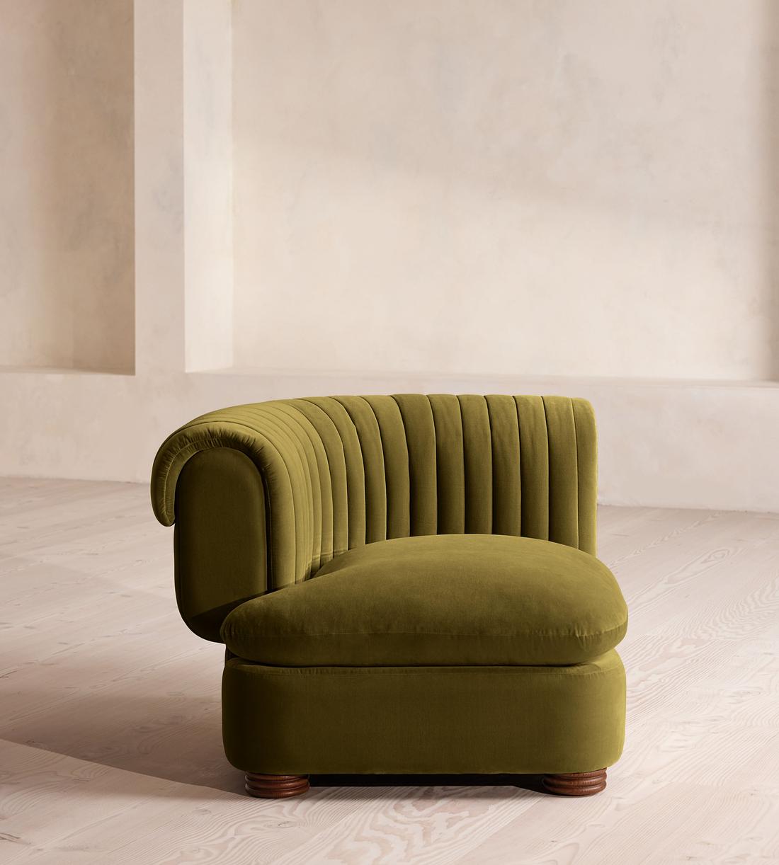 Rava Sectional Sofa - Corner Module - Velvet - Olive - US - Image 1