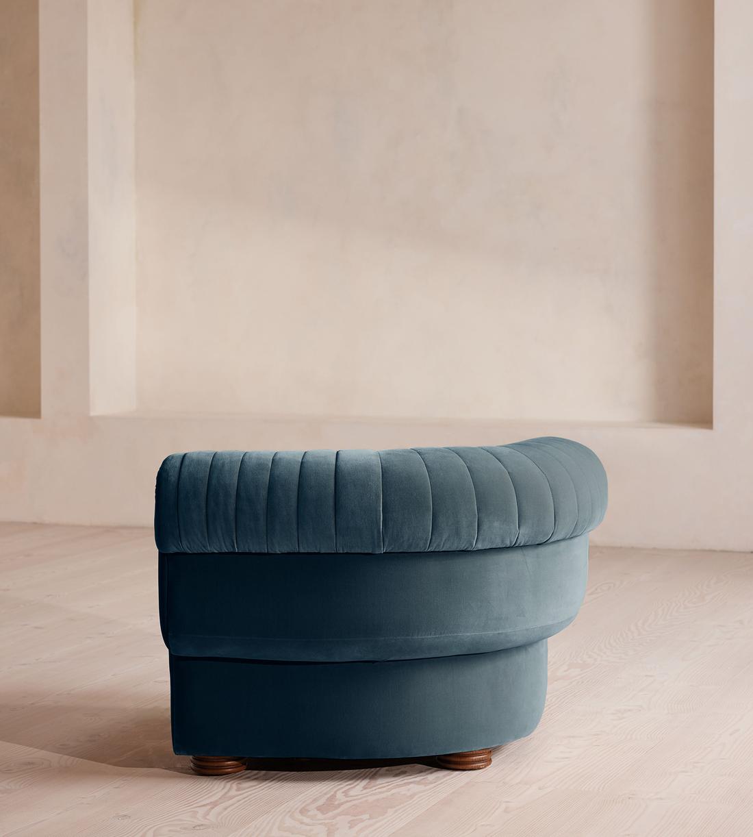 Rava Modular Sofa - Left Arm Module - Velvet - Grey Blue - Image 4