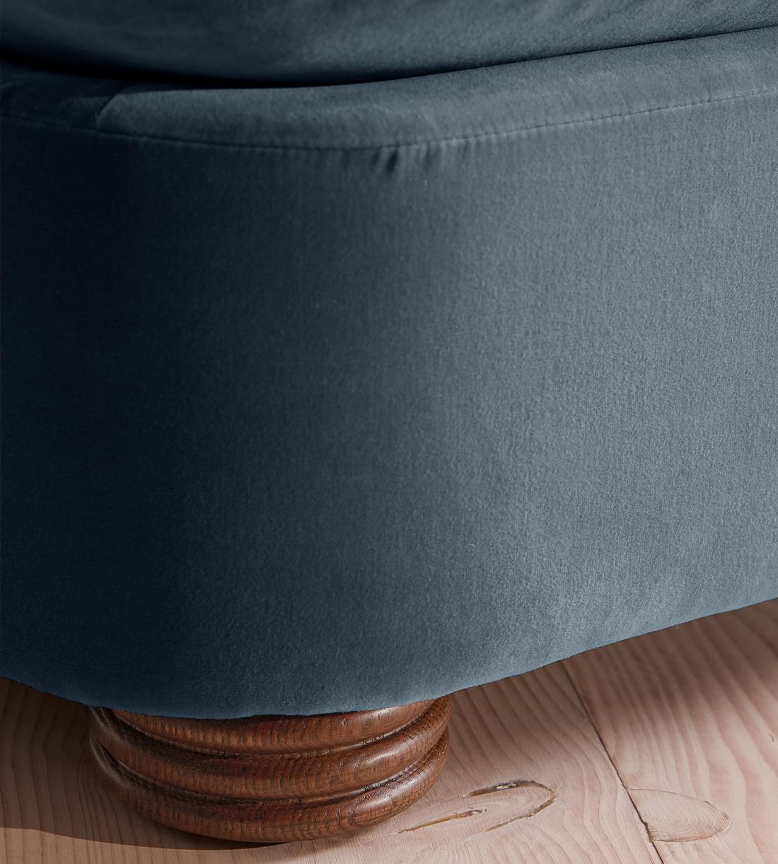 Rava Modular Sofa - Left Arm Module - Velvet - Grey Blue - Image 6
