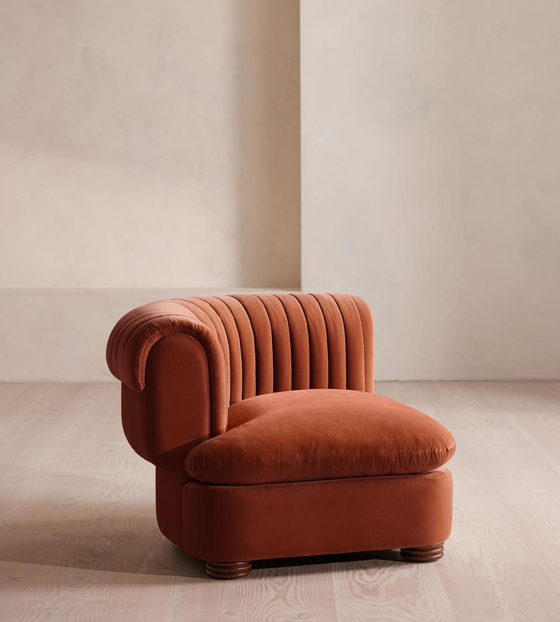 Rava Modular Sofa - Left Arm Module - Velvet - Rust - Image 2