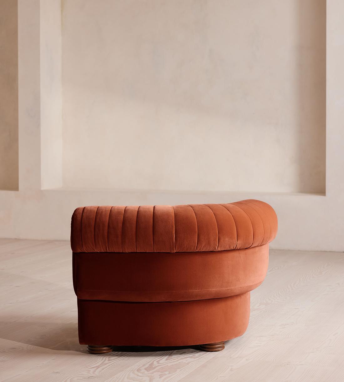 Rava Modular Sofa - Left Arm Module - Velvet - Rust - Image 4