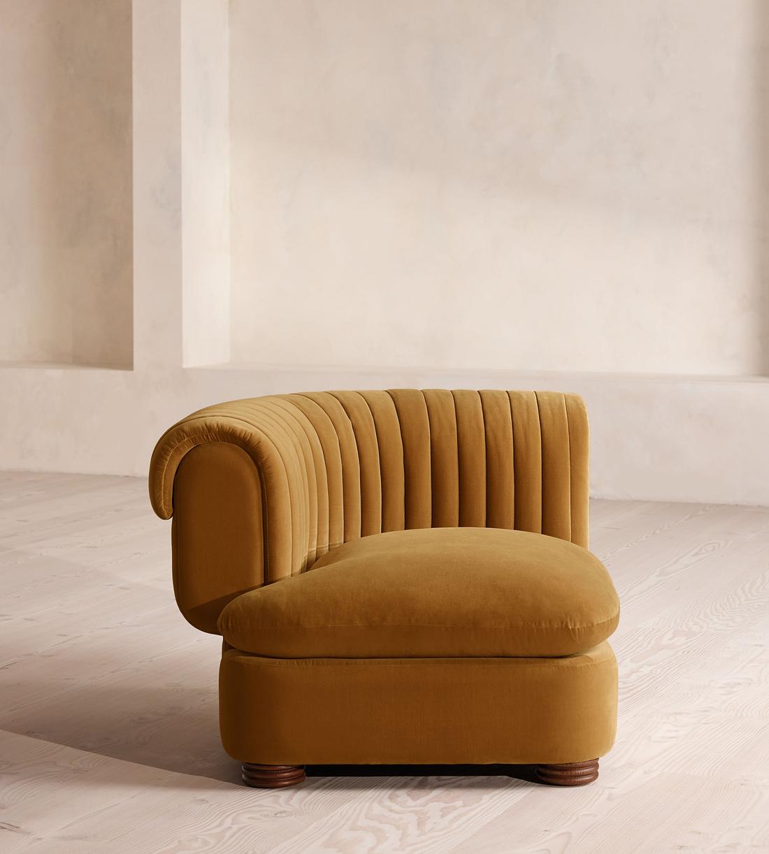 Rava Modular Sofa - Left Arm Module - Velvet - Mustard - Image 1