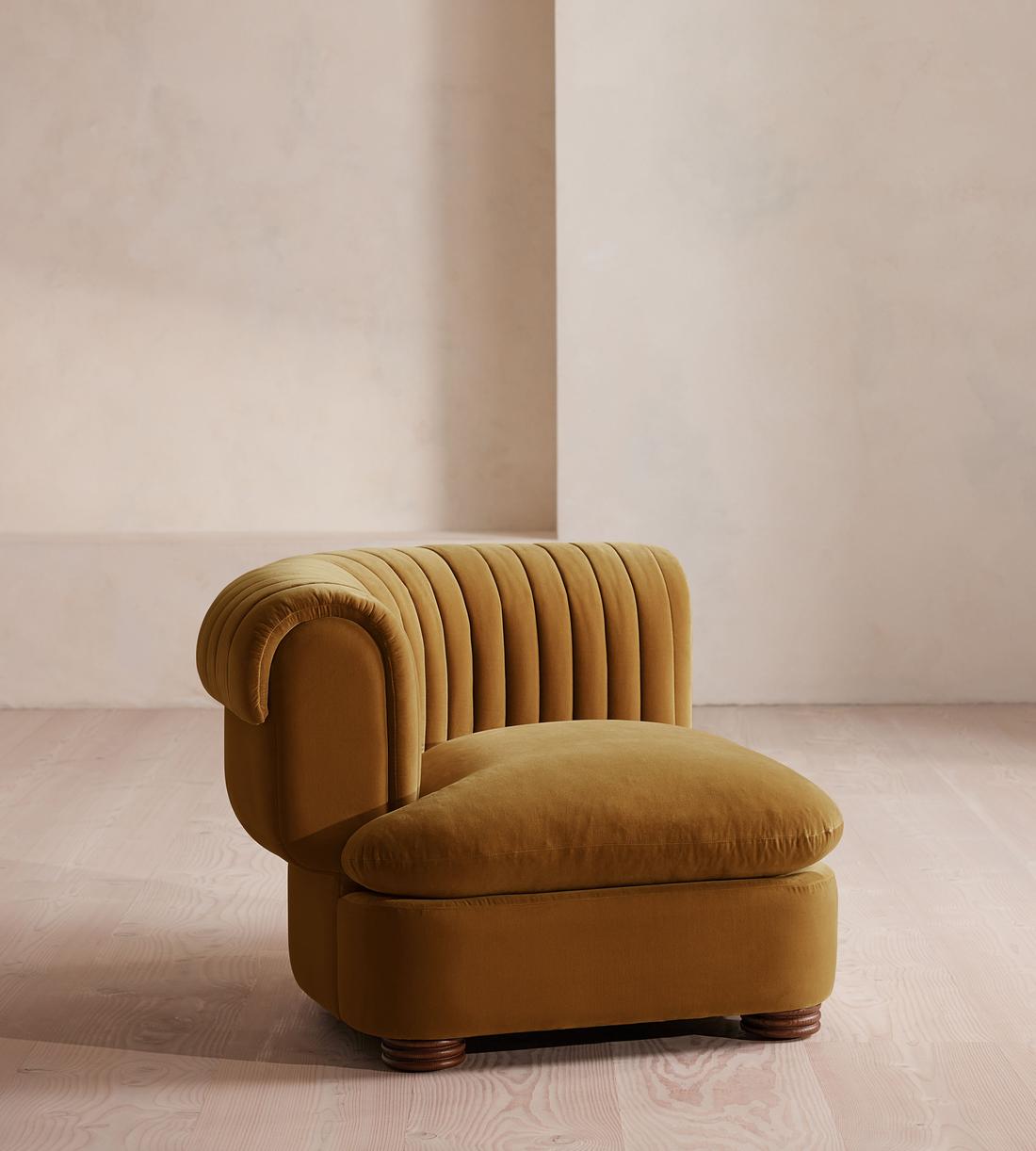 Rava Modular Sofa - Left Arm Module - Velvet - Mustard - Image 2