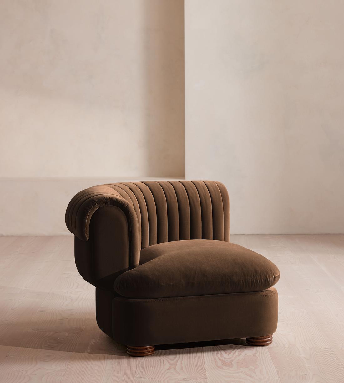 Rava Modular Sofa - Left Arm Module - Velvet - Chocolate - Image 2