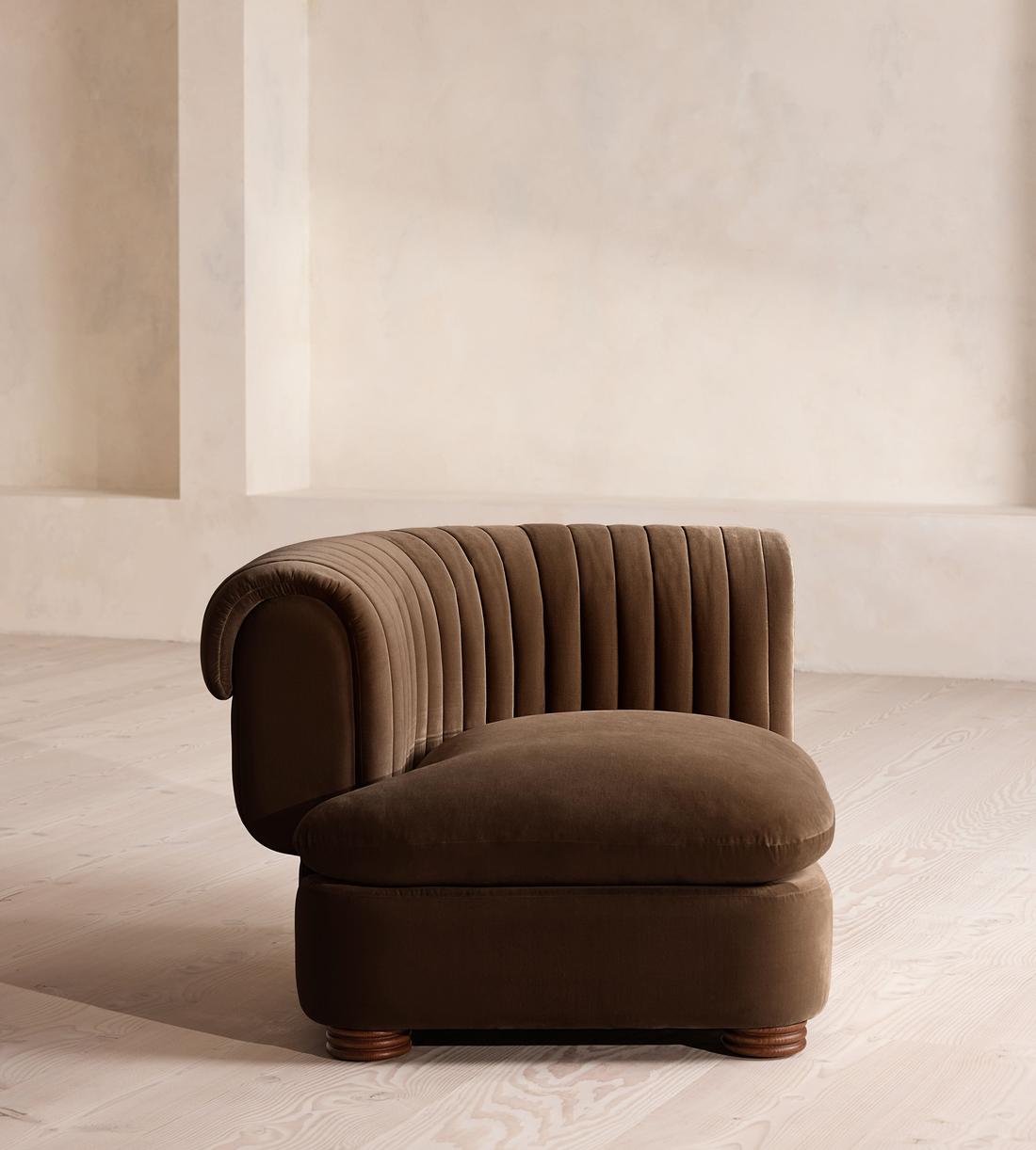 Rava Sectional Sofa - Corner Module - Velvet - Chocolate - US - Image 1